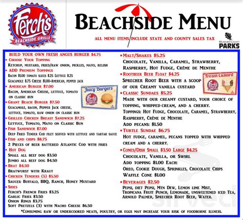 ferch's restaurant menu.